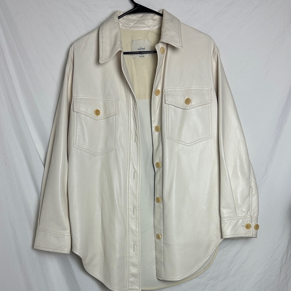 WILFRED Aritzia Ganna Jacket faux leather ivory white size Small
